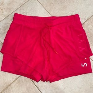 NWOT Savvi Hot Pink Aria Mesh Short Over Solid Material